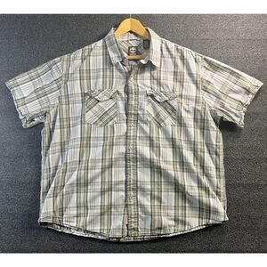 Timberland Men's 2XL Plaid Cotton‎ Short Sleeve Button Shirt